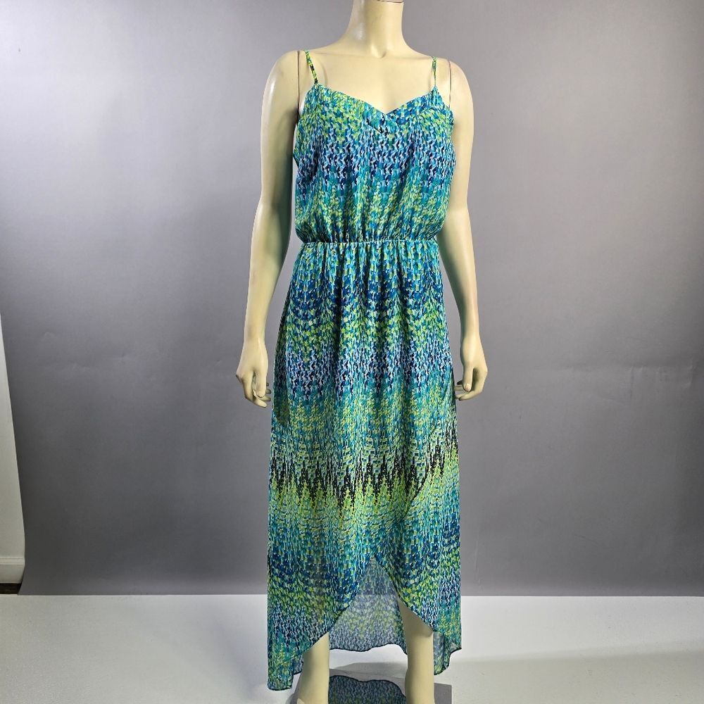 Laundry By Shelli Segal Size 8 Blue and Green Ruffled Smocked Sundress R8